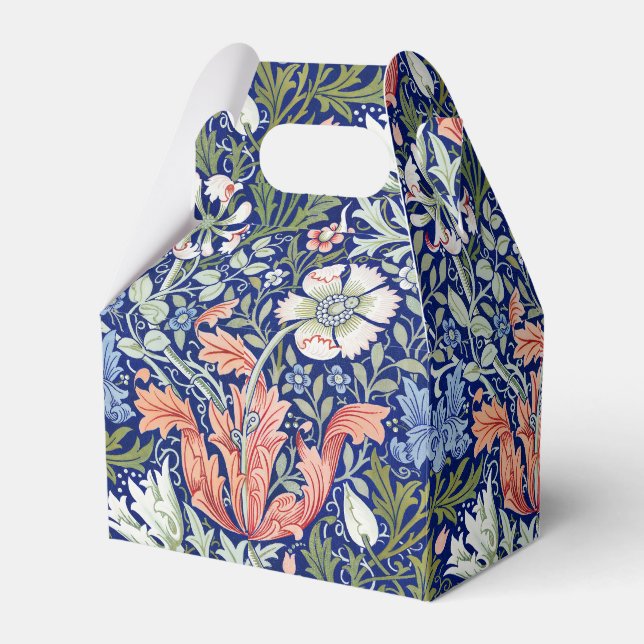 Morris Blue Background 1896 Compton-Blommönster Presentaskar (Framsidan Sidan)