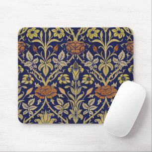 Morris Blue Background Ro & Lily Flower Mönster Musmatta