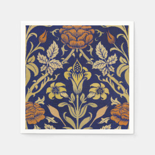 Morris Blue Background Ro & Lily Flower Mönster Pappersservett