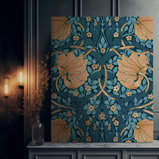 Morris Blue Guld Pimpernel Vintage Mönster Canvastryck
