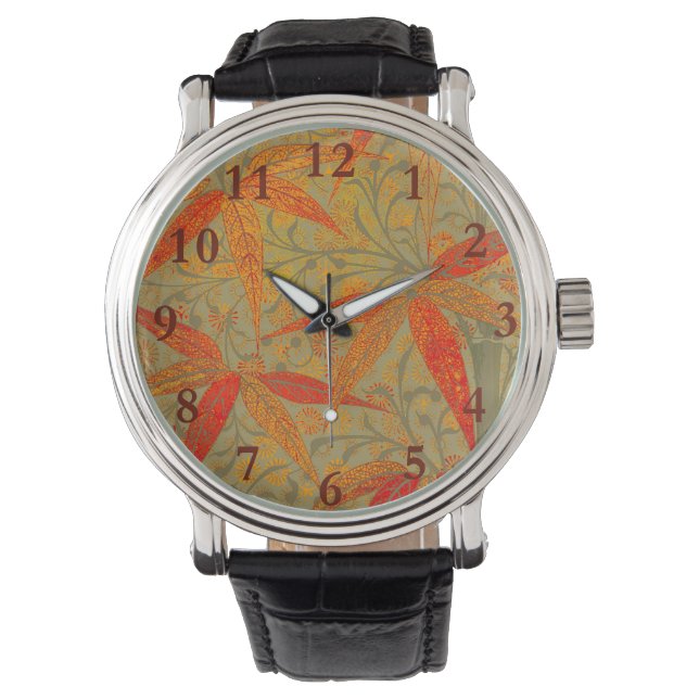 Morris & Co. Bambu-mönster Godwin Orange & Sage Armbandsur (Framsida)