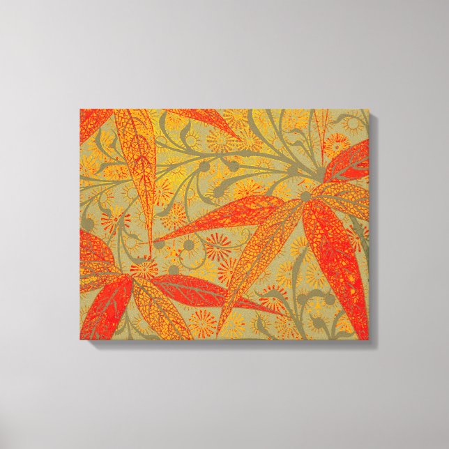 Morris & Co. Bambu-mönster Godwin Orange & Sage Canvastryck (Framsida)