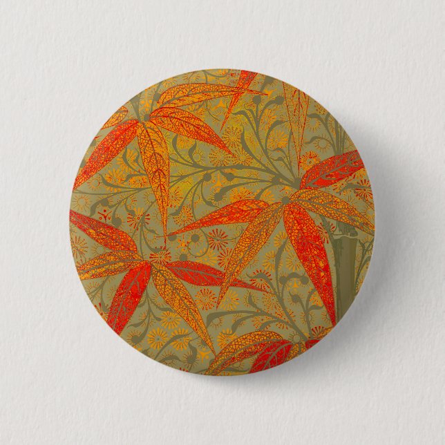 Morris & Co. Bambu-mönster Godwin Orange & Sage Knapp (Framsida)