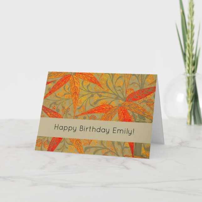 Morris & Co. Bambu-mönster Godwin Orange & Sage Kort (Framsida)
