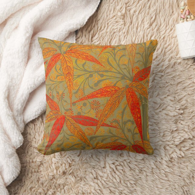 Morris & Co. Bambu-mönster Godwin Orange & Sage Kudde (Filt)