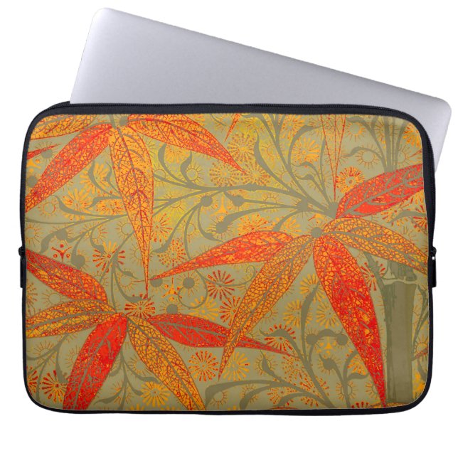 Morris & Co. Bambu-mönster Godwin Orange & Sage Laptop Fodral (Framsidan)