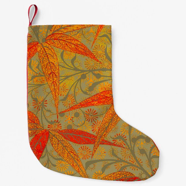 Morris & Co. Bambu-mönster Godwin Orange & Sage Liten Julstrumpa (Framsidan)