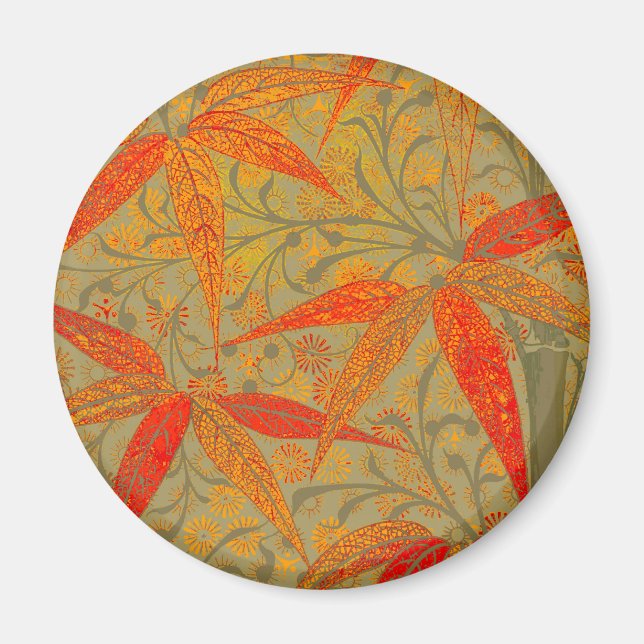 Morris & Co. Bambu-mönster Godwin Orange & Sage Magnet (Framsidan)