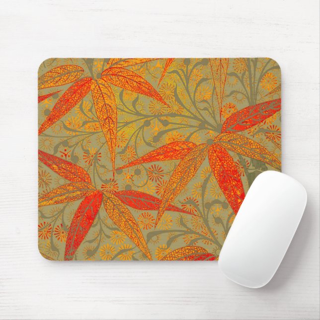 Morris & Co. Bambu-mönster Godwin Orange & Sage Musmatta (Med mus)