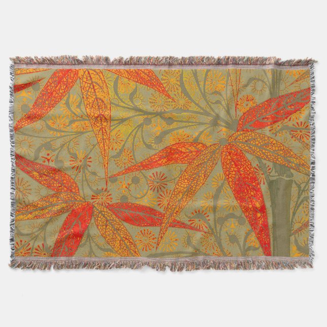 Morris & Co. Bambu-mönster Godwin Orange & Sage Mysfilt (Framsidan)
