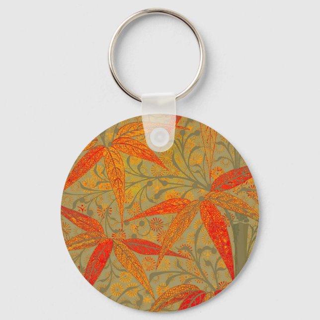Morris & Co. Bambu-mönster Godwin Orange & Sage Nyckelring (Framsida)