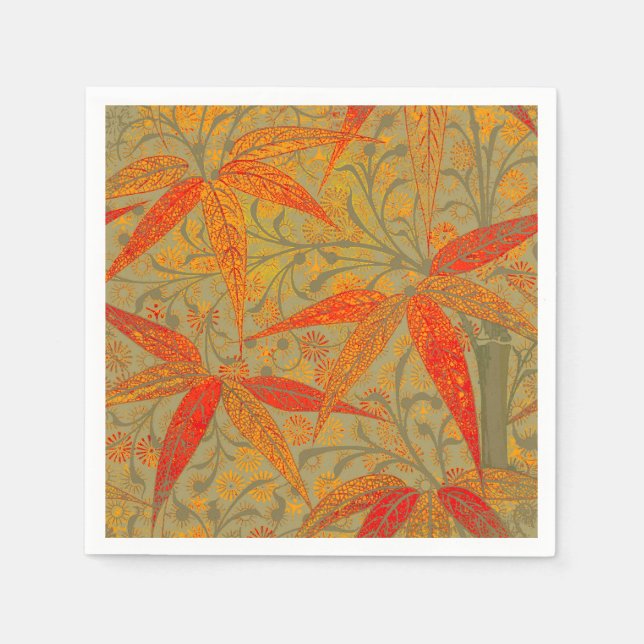 Morris & Co. Bambu-mönster Godwin Orange & Sage Pappersservett (Framsidan)