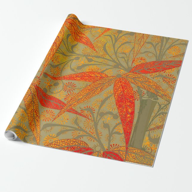 Morris & Co. Bambu-mönster Godwin Orange & Sage Presentpapper (Utrullad)