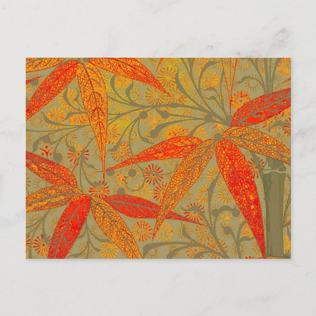 Morris & Co. Bambu-mönster Godwin Orange & Sage Vykort (Framsida)