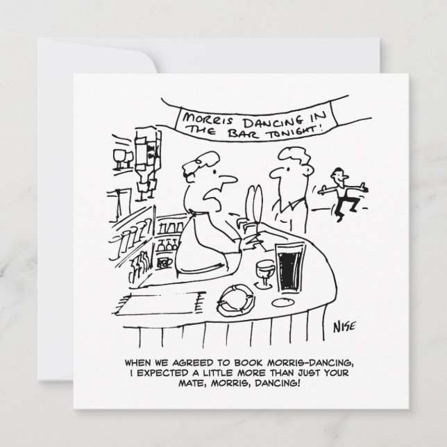 Morris Dancing i Pub. Traditionell Morris Dancing Julkort (Framsida)