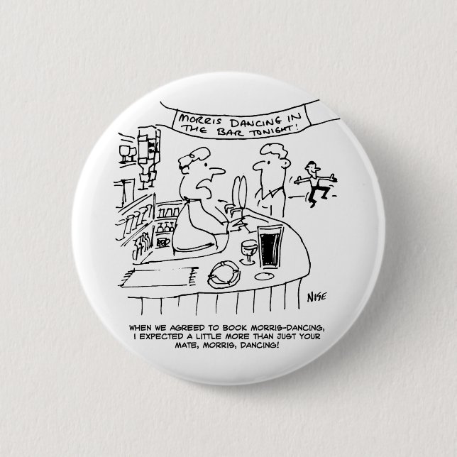 Morris Dancing i Pub. Traditionell Morris Dancing Knapp (Framsida)