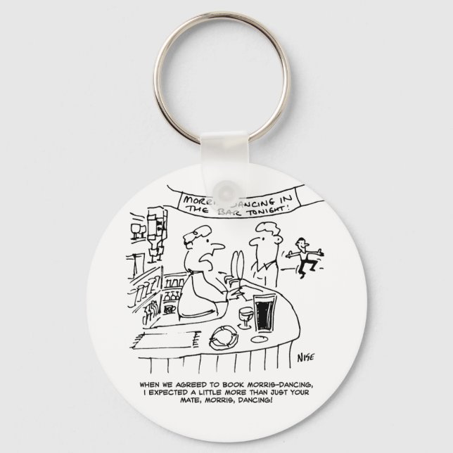 Morris Dancing i Pub. Traditionell Morris Dancing Nyckelring (Framsida)