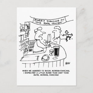 Morris Dancing i Pub. Traditionell Morris Dancing Vykort