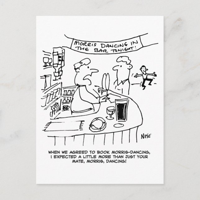 Morris Dancing i Pub. Traditionell Morris Dancing Vykort (Framsida)