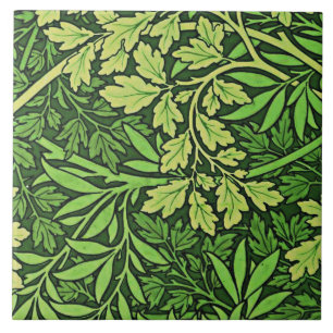 Morris - Foliage, vintage art mönster i grönt Kakelplatta