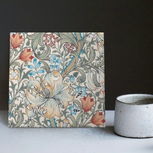 Morris Golden Lily Art nouveau Blommönster Kakelplatta