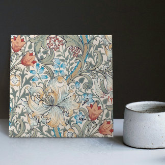 Morris Golden Lily Art nouveau Blommönster Kakelplatta