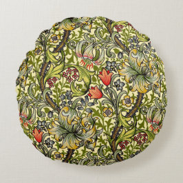 Morris Golden Lily Mönster Cushions Rund Kudde