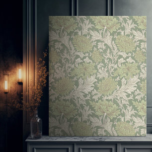 Morris Grönt Chrysanthemum Victorian Mönster Canvastryck