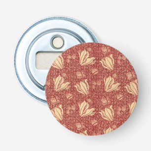 Morris Inspired Lily Flower Botanical Red Textile Flasköppnare