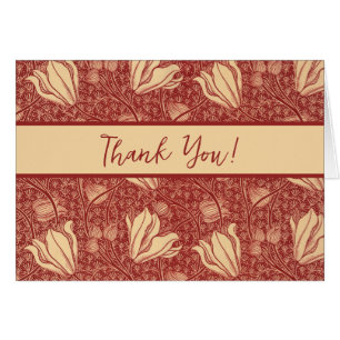 Morris Inspired Lily Flower Botanical Red Textile Hälsningskort