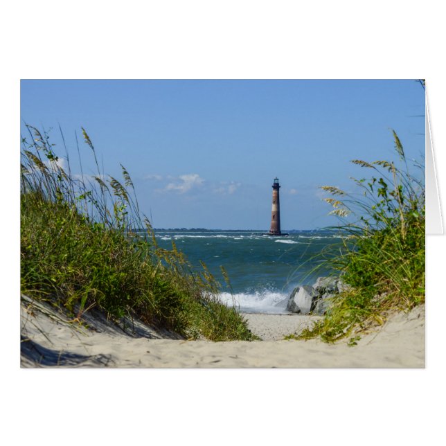 Morris Island Lighthouse Walkway Greeting Card OBS Kort (Framsidan Horizontal)