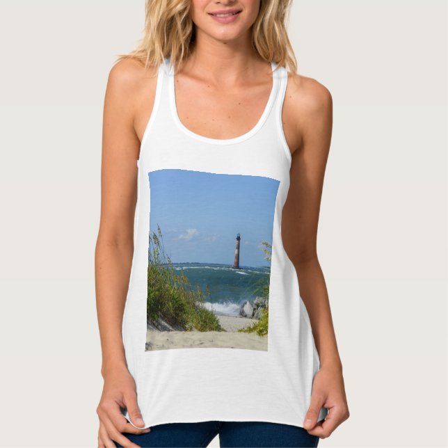 Morris Island Lighthouse Walkway Tanktop Linne Med Racerback (Framsida)