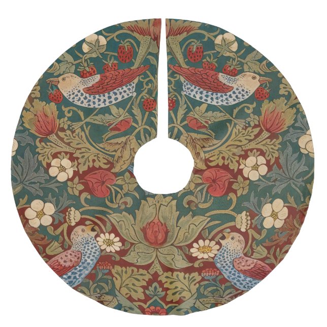 Morris - Jordgubbastöld #2 Blommönster  Julgransmatta Borstad Polyester (Framsidan)