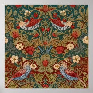 Morris Jordgubbastöldare Tealgrön Röd Blommig Kons Poster