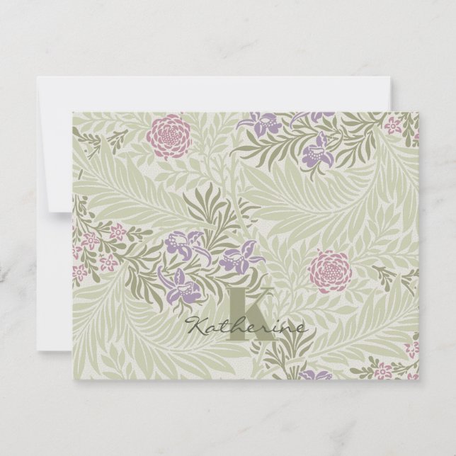 Morris Lavender & Rosa Larkspur Mönster Note Card Anteckningskort (Framsida)