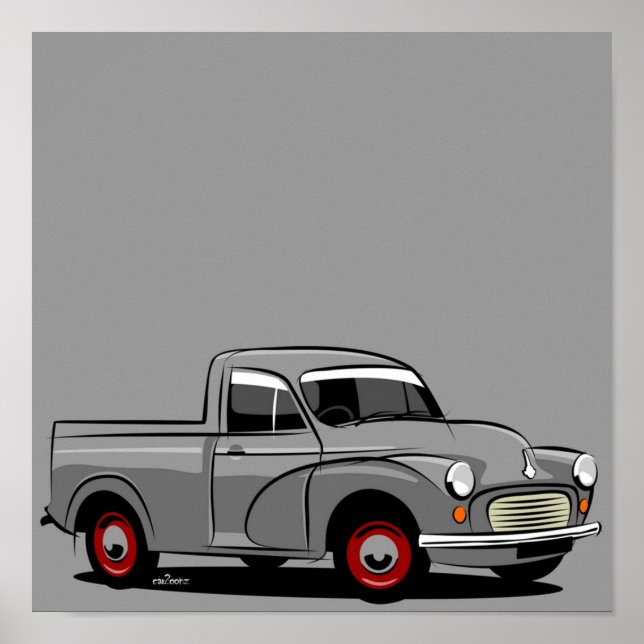 Morris Minor 1000 pickupt grått Poster (Framsidan)