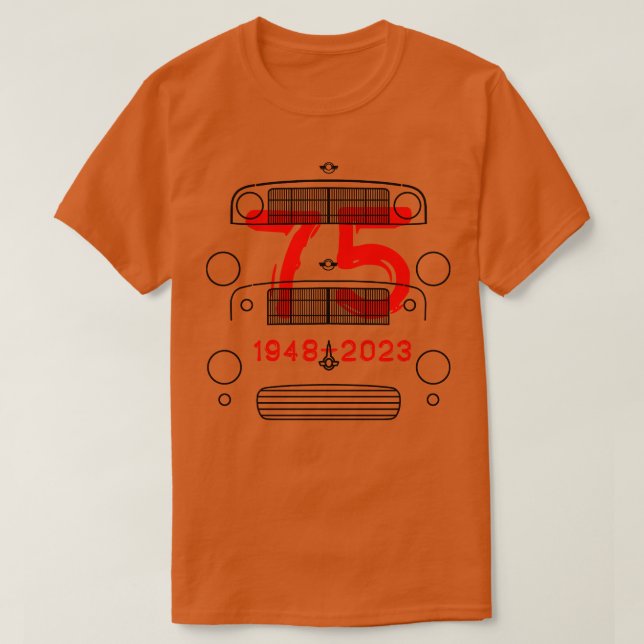 Morris Minor Classicar evolution 75:e anniversa T Shirt (Design framsida)