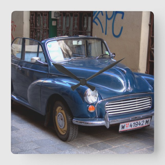 Morris Minor Conversible Tourer Fyrkantig Klocka (Framsida)
