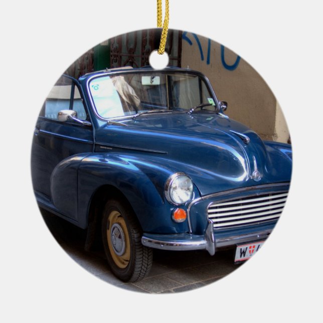 Morris Minor Conversible Tourer Julgransprydnad Keramik (Framsidan)