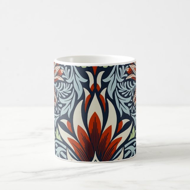 Morris Navy Blue Snakeshead Blommönstrat Tapet Kaffemugg (Center)