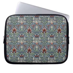 Morris Navy Blue Snakeshead Blommönstrat Tapet Laptop Fodral