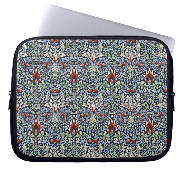 Morris Navy Blue Snakeshead Blommönstrat Tapet Laptop Fodral (Framsidan)