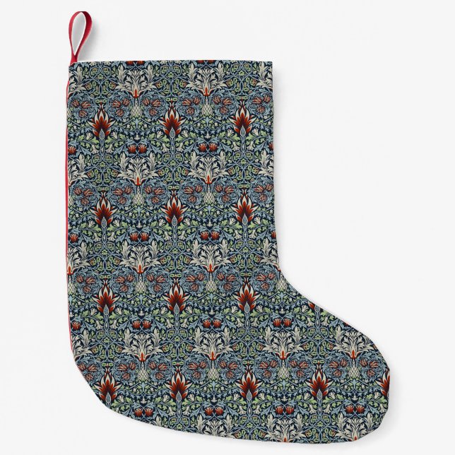 Morris Navy Blue Snakeshead Blommönstrat Tapet Liten Julstrumpa (Framsidan)