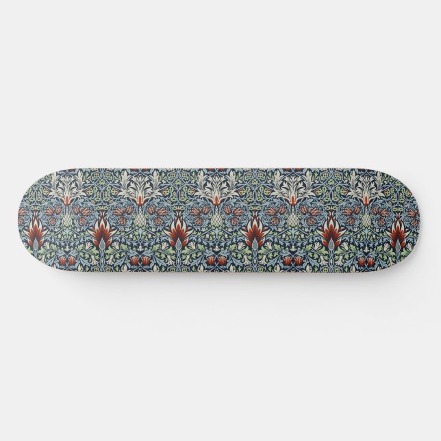 Morris Navy Blue Snakeshead Blommönstrat Tapet Mini Skateboard Bräda 18,5 Cm (Horz)
