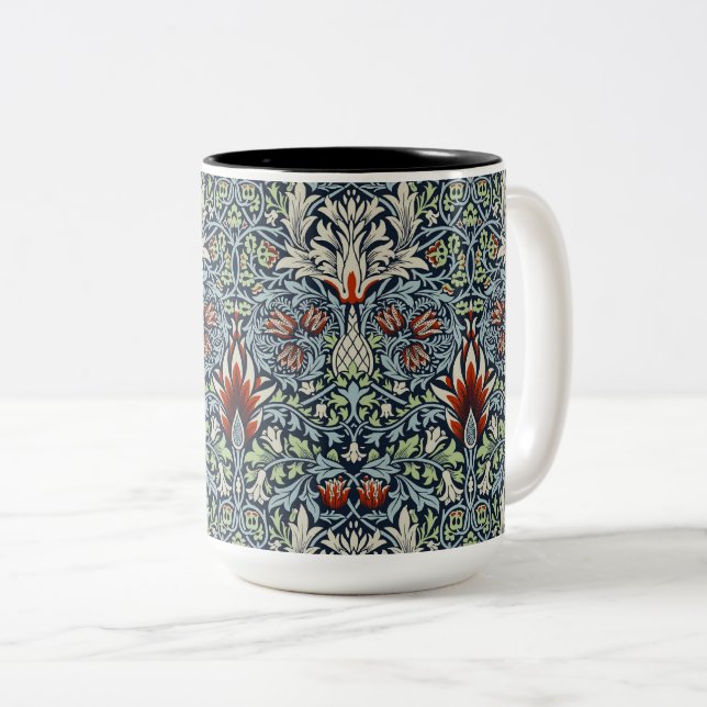 Morris Navy Blue Snakeshead Blommönstrat Tapet Två-Tonad Mugg (Framsida höger)