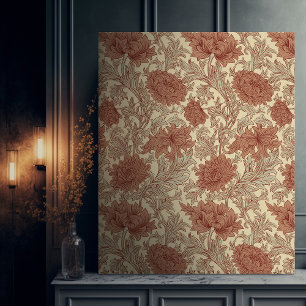 Morris Orange Chrysanthemum Victorian Mönster Canvastryck