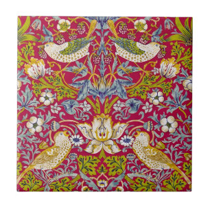 Morris Red Background Strawberry Thief Mönster Kakelplatta