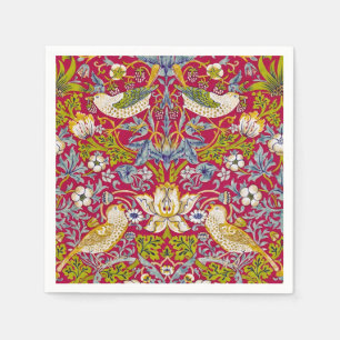 Morris Red Background Strawberry Thief Mönster Pappersservett