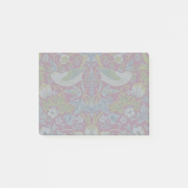 Morris Red Background Strawberry Thief Mönster Post-it Block (Framsida)