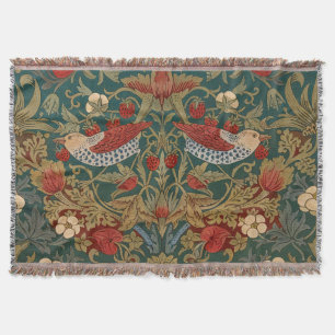 Morris - Strawberry Thief #2 Blommönster Filt